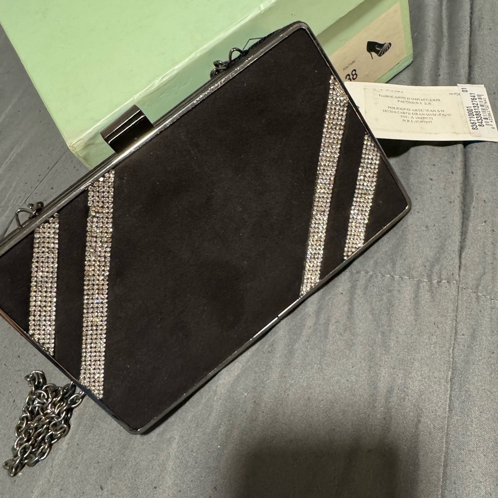 Black Clutch with Silver Accents